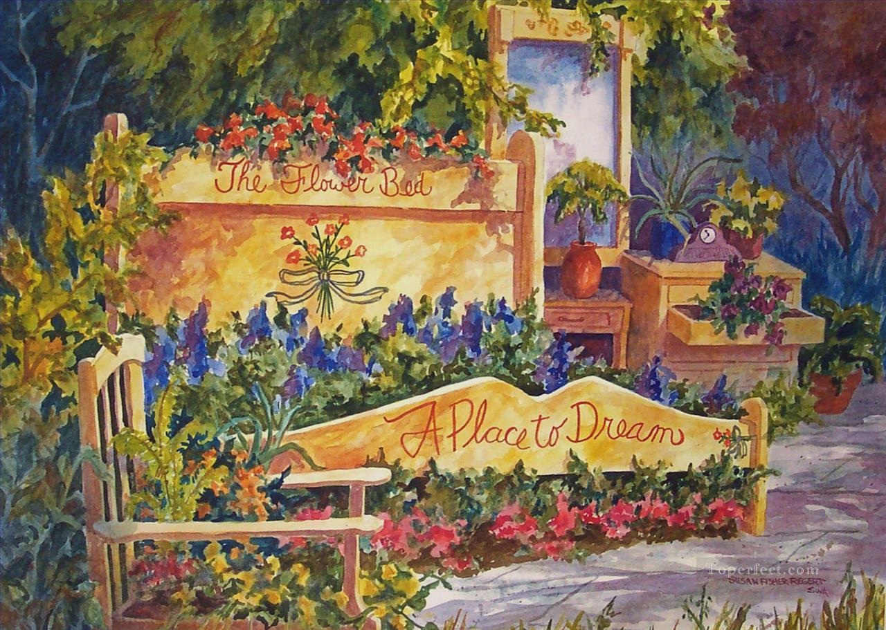 FLOWER BED 300 garden Oil Paintings